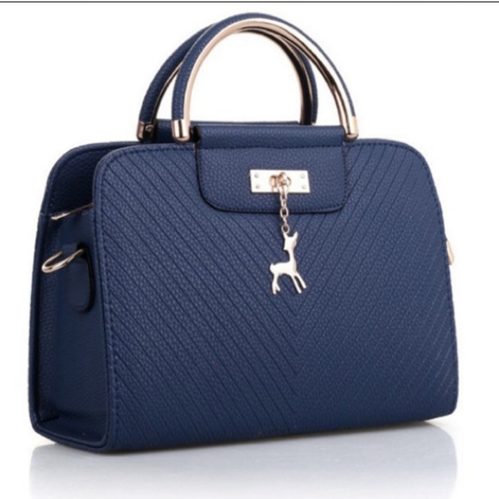 Charm Satchel Purse - Navy
